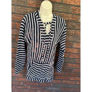 Soft Surroundings Tunic Dress Small V-Neck Blouse Bleach Splatter Top Shirt